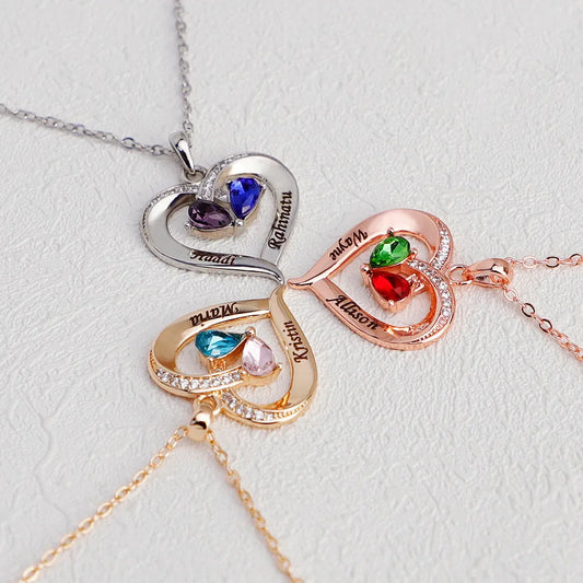 Collier Cœur Silhouette Goutte Diamant & Carte Message - 04 photo produit originale