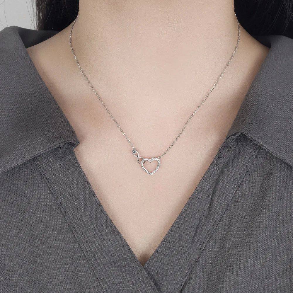 Collier Cœurs Entrelacés · Zircon Argenté