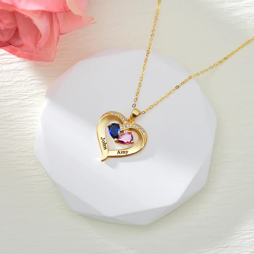 Collier Cœur Silhouette Goutte Diamant & Carte Message - 05 photo produit originale