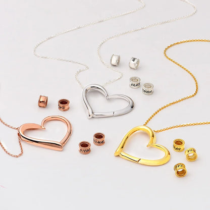 Collier Cœur Entrelacé avec Anneaux Prénoms (1 à 4 Anneaux) - 08 photo produit originale
