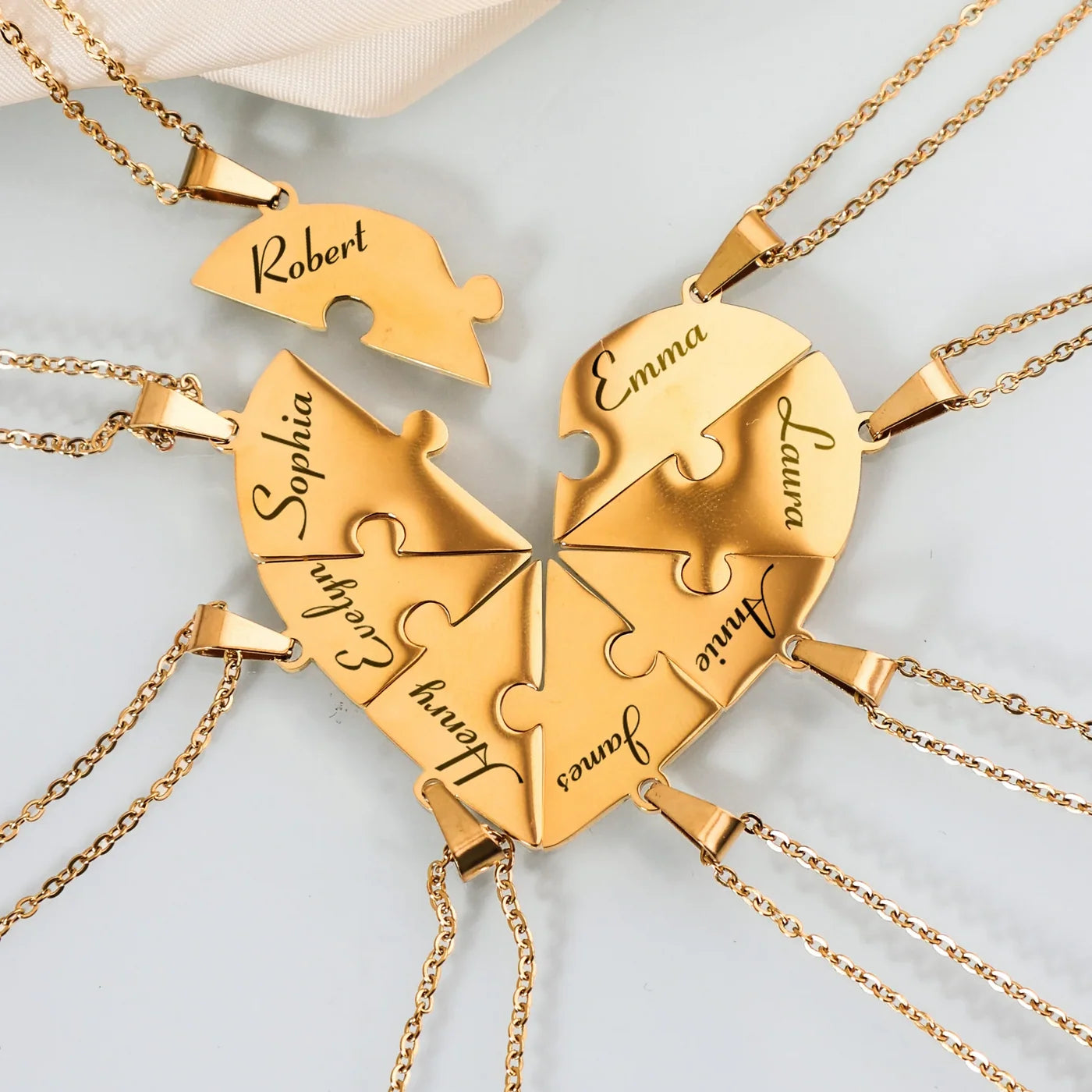 Collier Puzzle Cœur Séparable (2 à 8 Pièces) - 08 photo produit originale