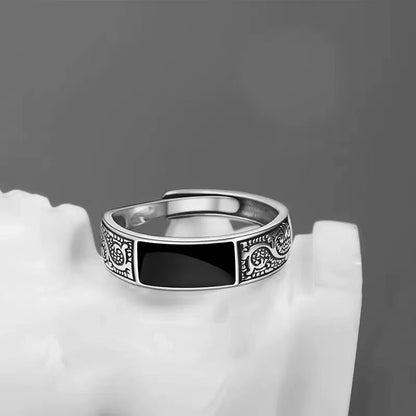 Bague Dragon Noire · Anneau Ajustable