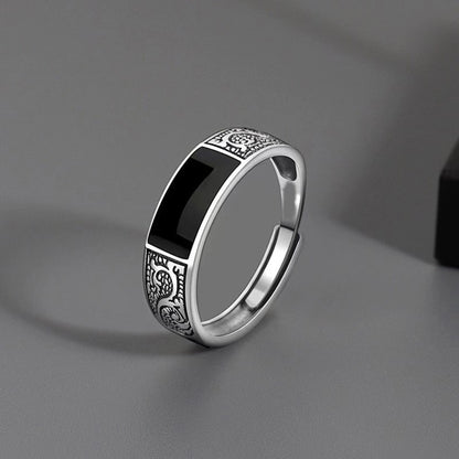 Bague Dragon Noire · Anneau Ajustable