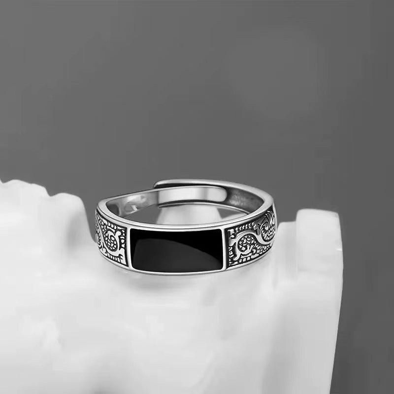 Bague Dragon Noire · Anneau Ajustable