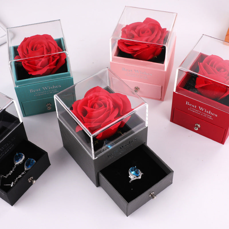 Rose Flower Jewelry Box, Necklace, Earrings, Bracelet, Jewelry Ring Box, Pendant, Bracelet, Jewelry Box, Drawer, Large Packaging Box