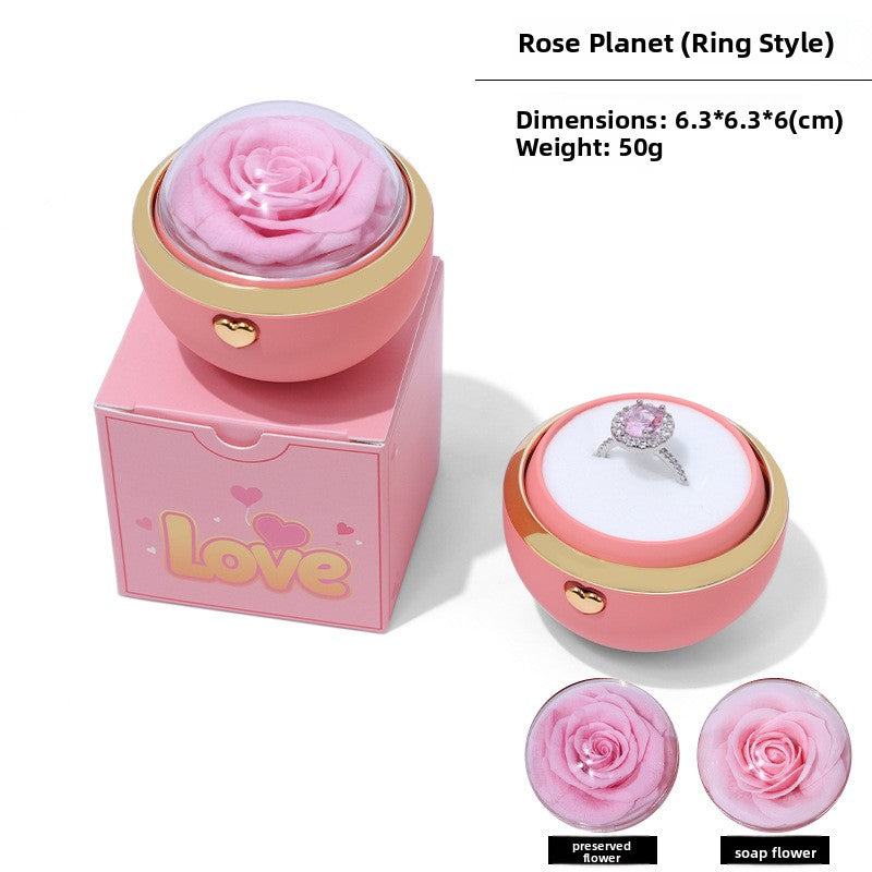 Rotating ring necklace box
