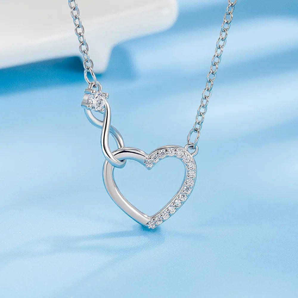 Collier Cœurs Entrelacés · Zircon Argenté