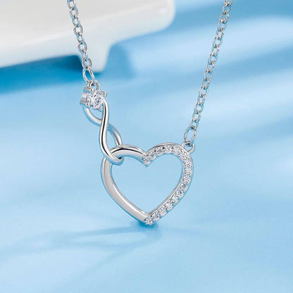 Collier Cœurs Entrelacés · Zircon Argenté