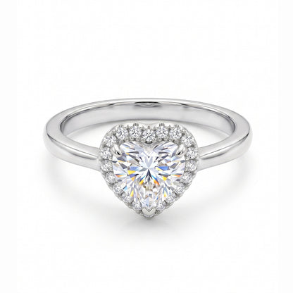 Women's heart-shaped zirconium ring