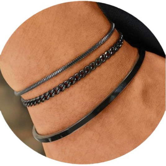 Trio de Bracelets Homme · Acier Inoxydable