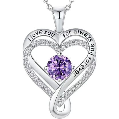 Collier Cœur Solitaire Zircon & Pierre de Naissance en Argent 925 - Vue 9 · Caelia Paris