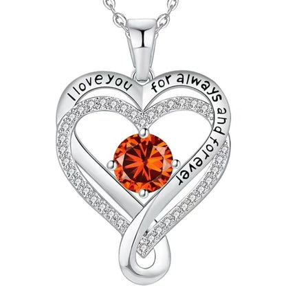 Collier Cœur Solitaire Zircon & Pierre de Naissance en Argent 925 - Vue 8 · Caelia Paris