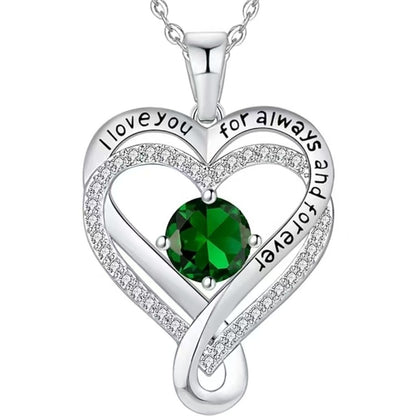 Collier Cœur Solitaire Zircon & Pierre de Naissance en Argent 925 - Vue 4 · Caelia Paris