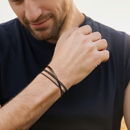 Trio de Bracelets Homme · Acier Inoxydable
