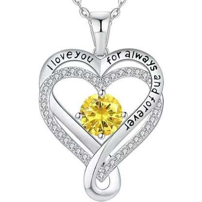 Collier Cœur Solitaire Zircon & Pierre de Naissance en Argent 925 - Vue 16 · Caelia Paris