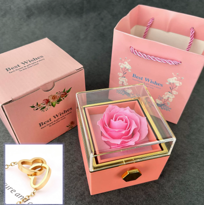 Coffret Rotatif & Collier Cœur · Sac Cadeau Inclus