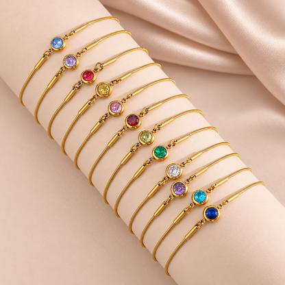 Bracelet Ajustable · Éclats Colorés sur fond satin beige rosé