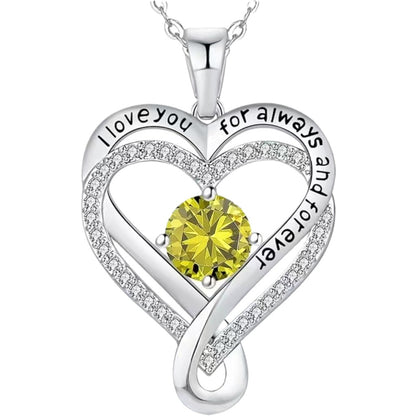 Collier Cœur Solitaire Zircon & Pierre de Naissance en Argent 925 - Vue 5 · Caelia Paris