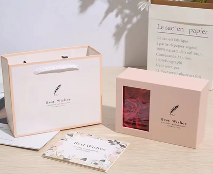 Coffret 6 Roses Éternelles & Sac Offert en Acier Inoxydable 316L Personnalisé - Vue 1 · Caelia Paris