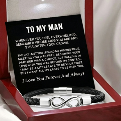 Bracelet Homme « Infini » · Cuir & Acier