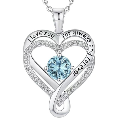 Collier Cœur Solitaire Zircon & Pierre de Naissance en Argent 925 - Vue 7 · Caelia Paris