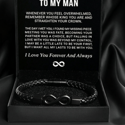 Bracelet Homme « Infini » · Cuir & Acier