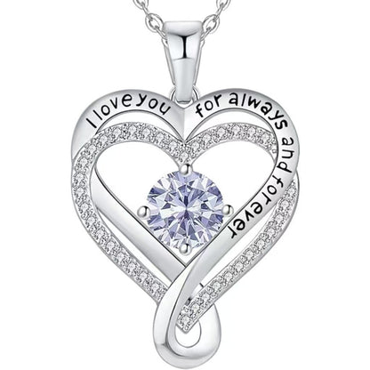 Collier Cœur Solitaire Zircon & Pierre de Naissance en Argent 925 - Vue 10 · Caelia Paris