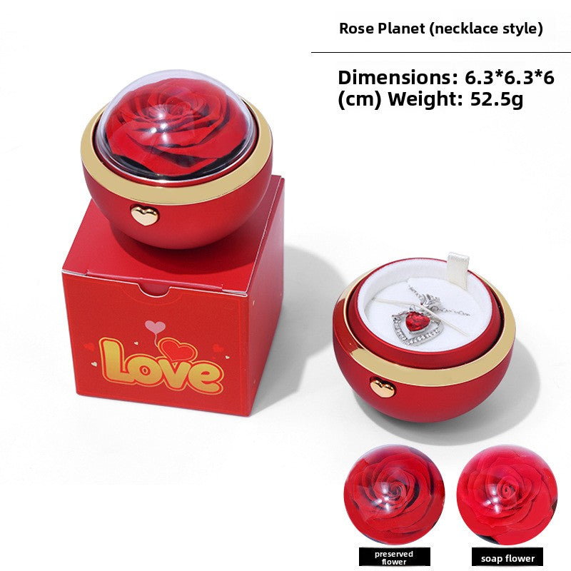 Rotating ring necklace box