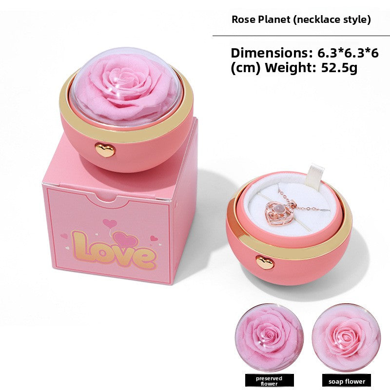 Rotating ring necklace box