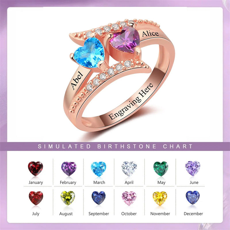 Bague Cœur Personnalisée · Pierre de Naissance