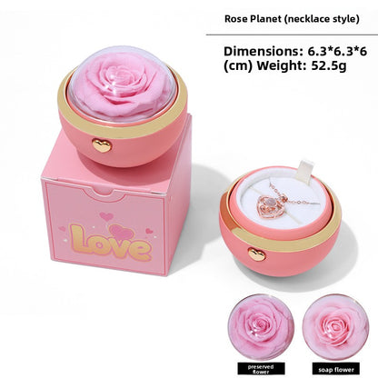 Rotating ring necklace box