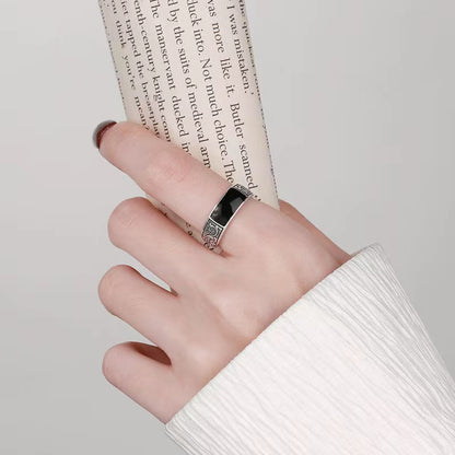 Bague Dragon Noire · Anneau Ajustable