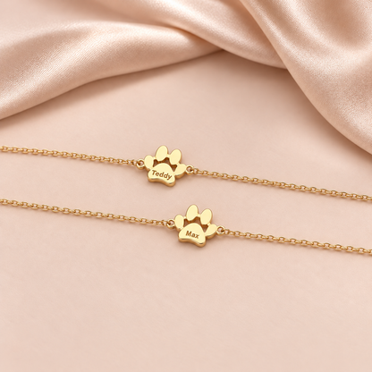 Bracelet Empreintes d’Amour sur fond satin beige rosé