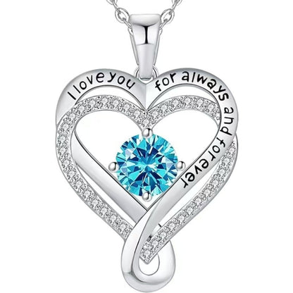 Collier Cœur Solitaire Zircon & Pierre de Naissance en Argent 925 - Vue 17 · Caelia Paris