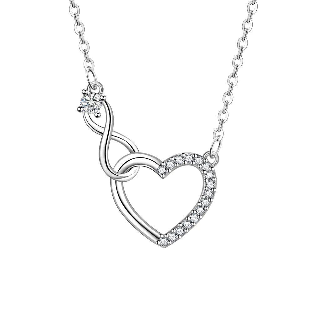 Collier Cœurs Entrelacés · Zircon Argenté