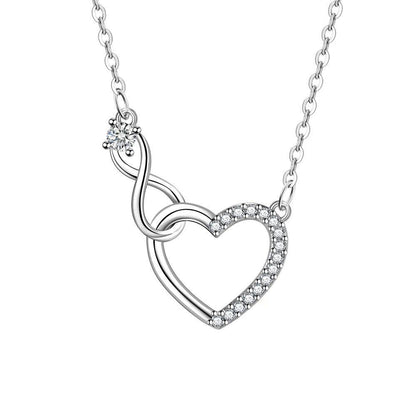 Collier Cœurs Entrelacés · Zircon Argenté