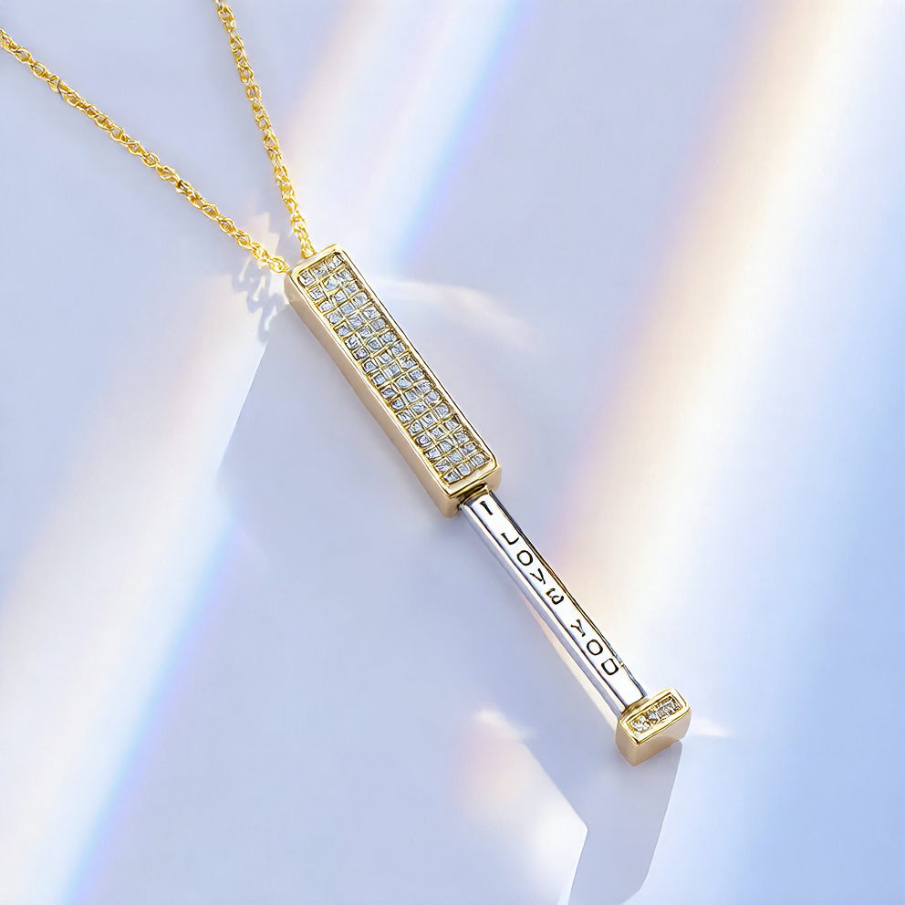 Collier Cylindre Télescopique Secret « I Love You » Pavé Diamant en Acier Inoxydable 316L - Vue 1 · Caelia Paris