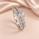 Bague Feuille · Zircon Argenté